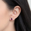 Aretes Orbit Oro Amarillo 14K con Granate Raspberry Gota.