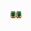 Aretes Royal Oro Amarillo 18K con Esmeraldas y Diamantes.