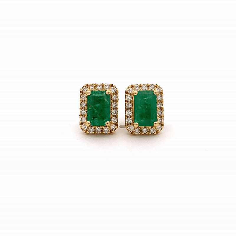 Aretes Royal Oro Amarillo 18K con Esmeraldas y Diamantes.