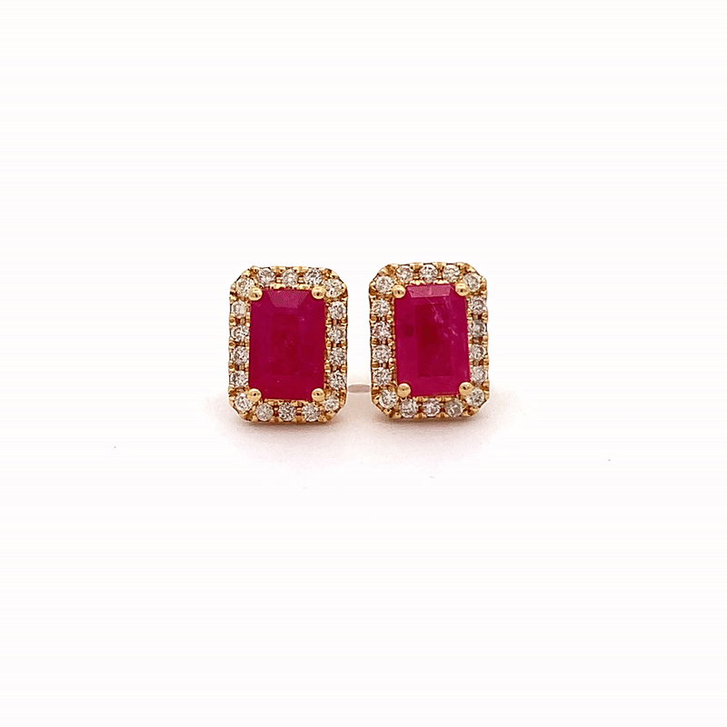 Aretes Royal Oro Amarillo 18K con Rubíes y Diamantes.