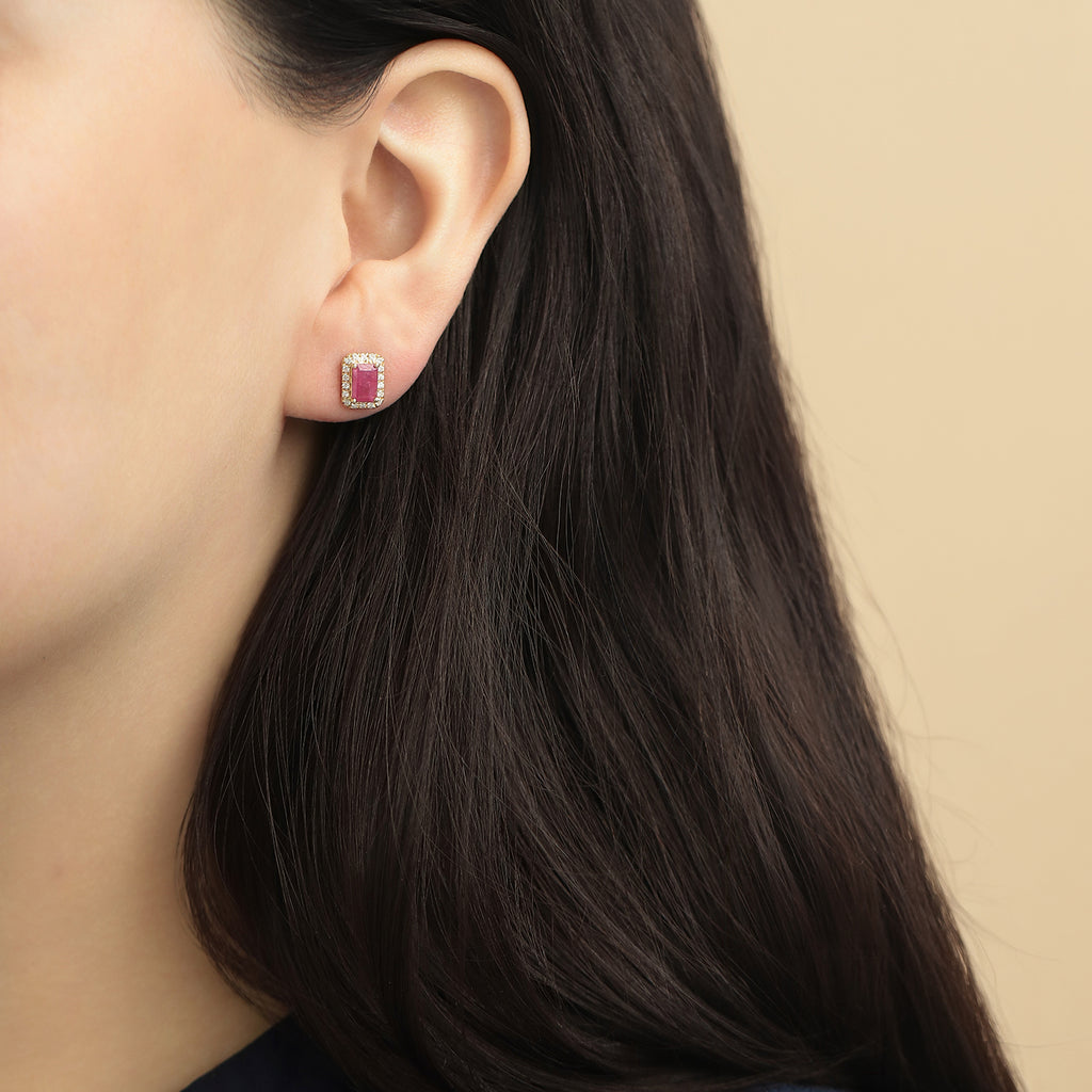 Aretes Royal Oro Amarillo 18K con Rubíes y Diamantes.