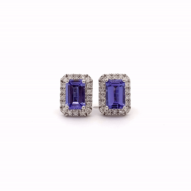 Aretes Royal Oro Blanco 18K con Tanzanitas y Diamantes.