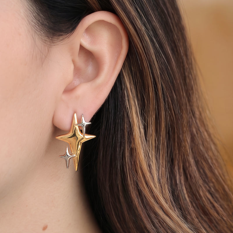 Aretes Spark Plata .925 con Chapa de Oro 14K.
