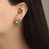 Aretes Pearl Peacoack Oro Amarillo 14K con Perlas, Zafiros, Turmalinas y Diamantes.