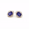 Aretes Charlotte Oro Amarillo 14K con Tanzanitas y Diamantes.
