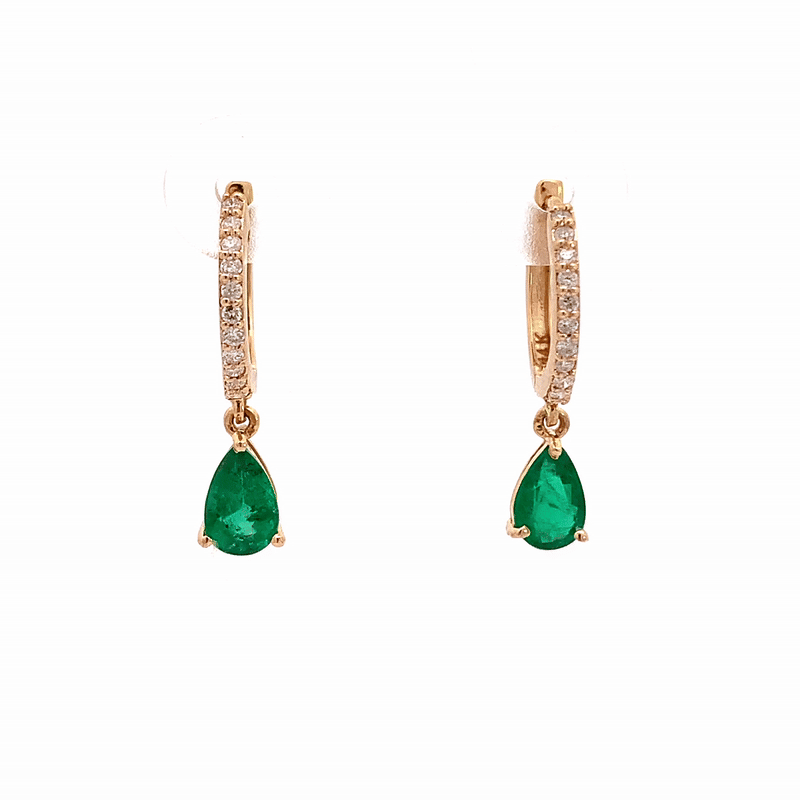 Arracadas Orbit Oro Amarillo 18K con Esmeraldas y Diamantes.