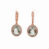 Arracadas Luxe Oro Rosa 18K con Prasiolitas y Diamantes.