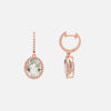 Arracadas Luxe Oro Rosa 18K con Prasiolitas y Diamantes.