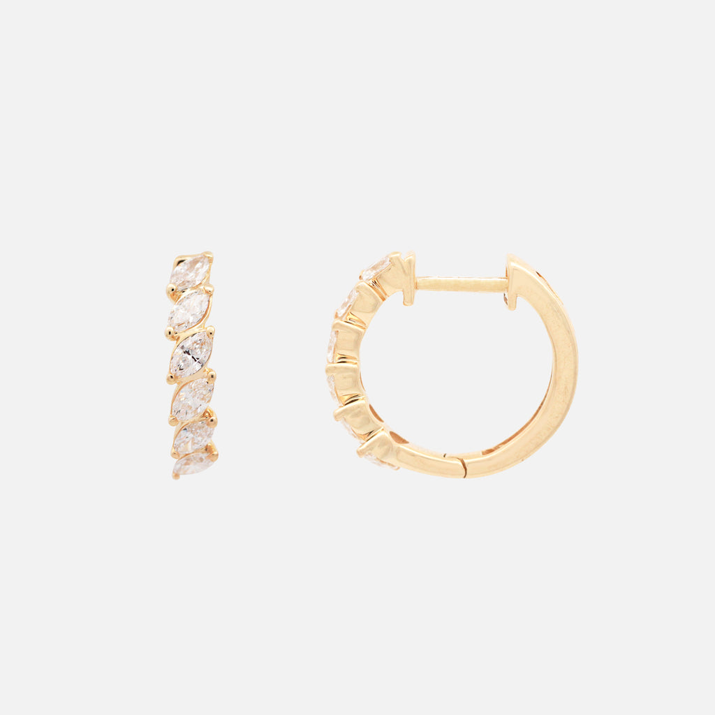 Arracadas Marquise Oro 14K con Diamantes.