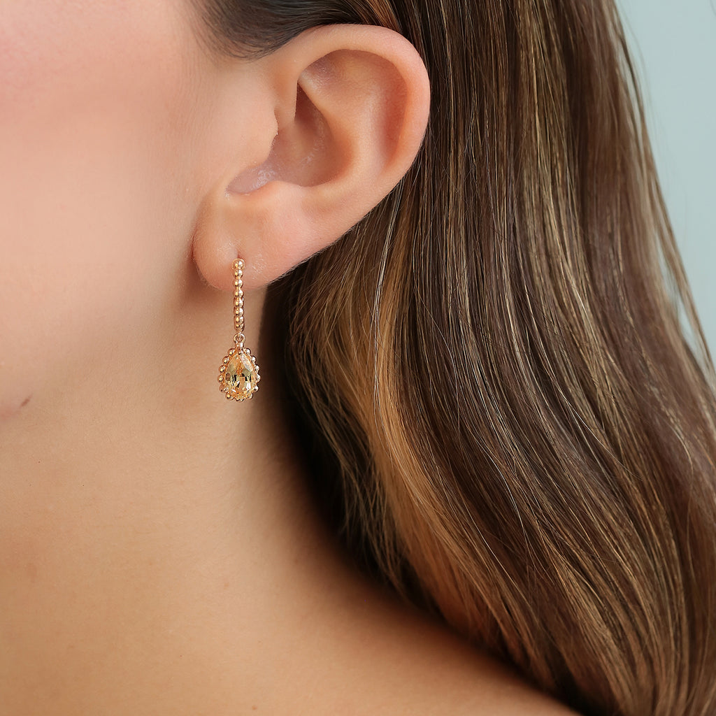 Arracadas Elysa Oro 14K con Topacio Imperial.