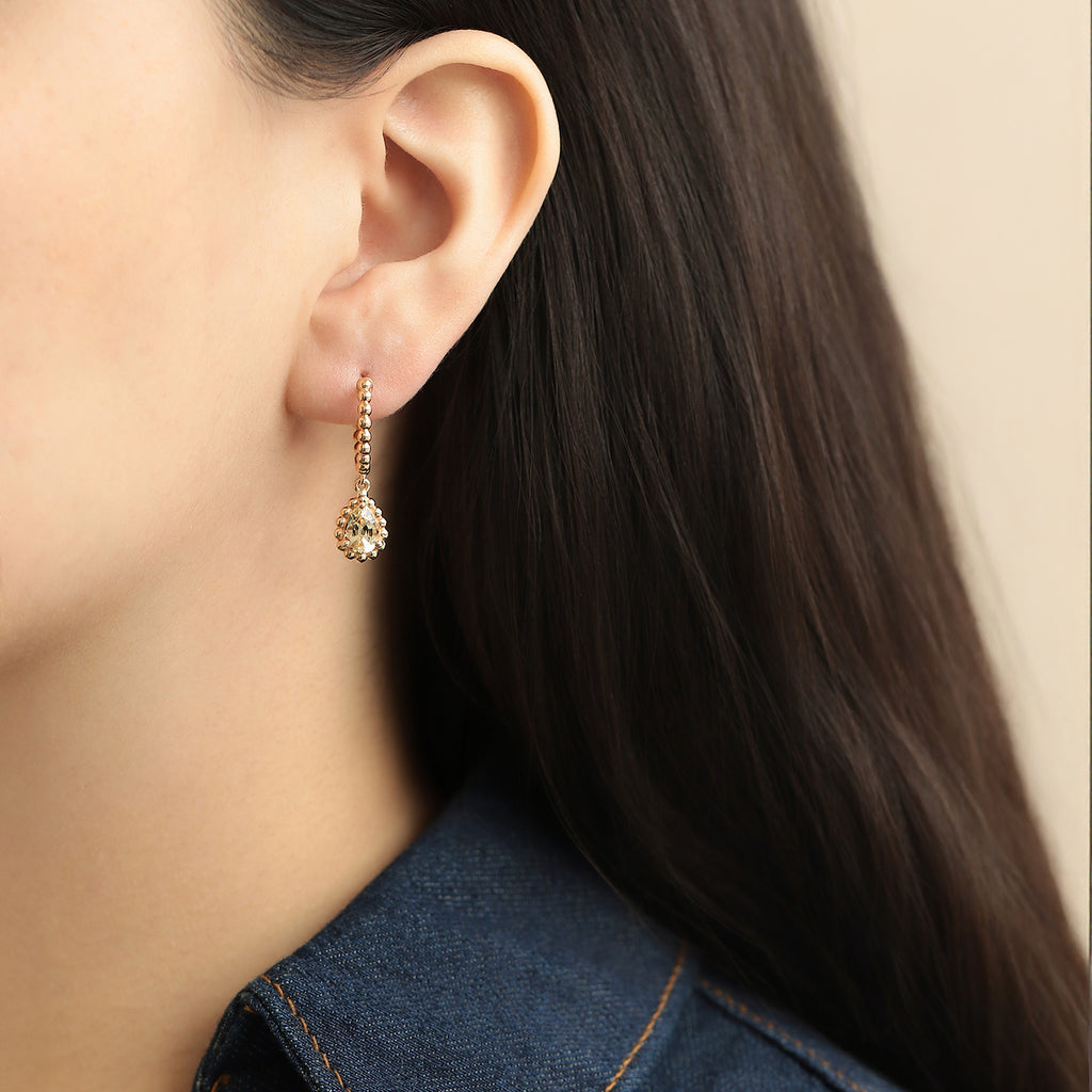 Aretes Elysa Oro Amarillo 14K con Topacios Imperial Gota.