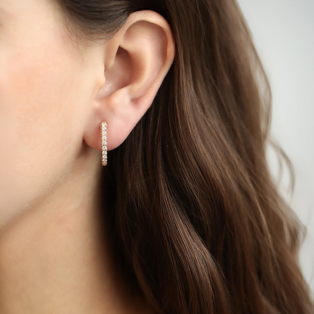 Arracadas Nia Bold L Oro Amarillo 14K con Diamantes.