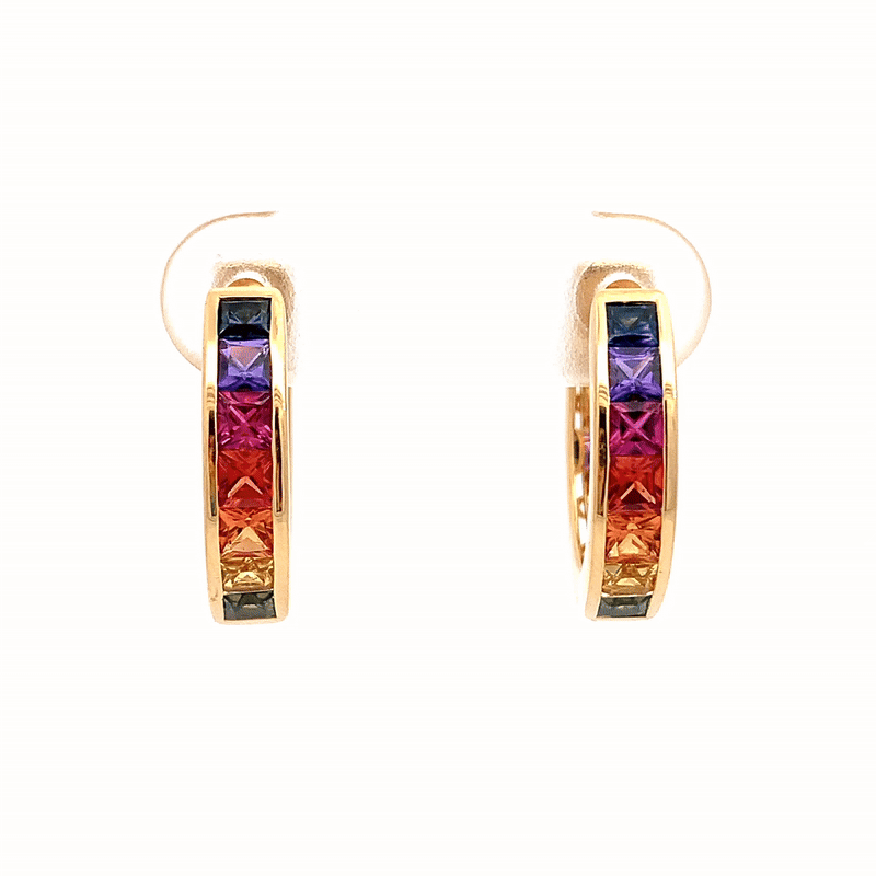 Arracadas Prismelia Oro Amarillo 18K con Zafiros.