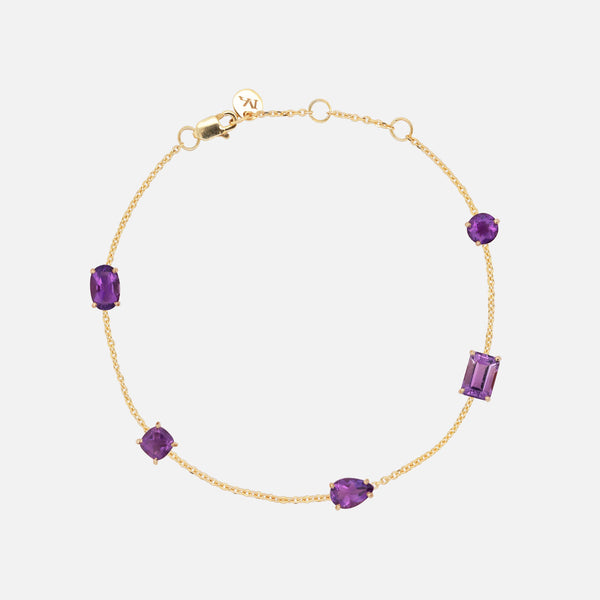 Brazalete Birthstone Oro Amarillo 14K con Amatista.