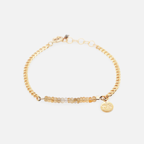 Pulsera Birthstone Plata .925 con Chapa de Oro 14K y Piedras Naturales Citrinos