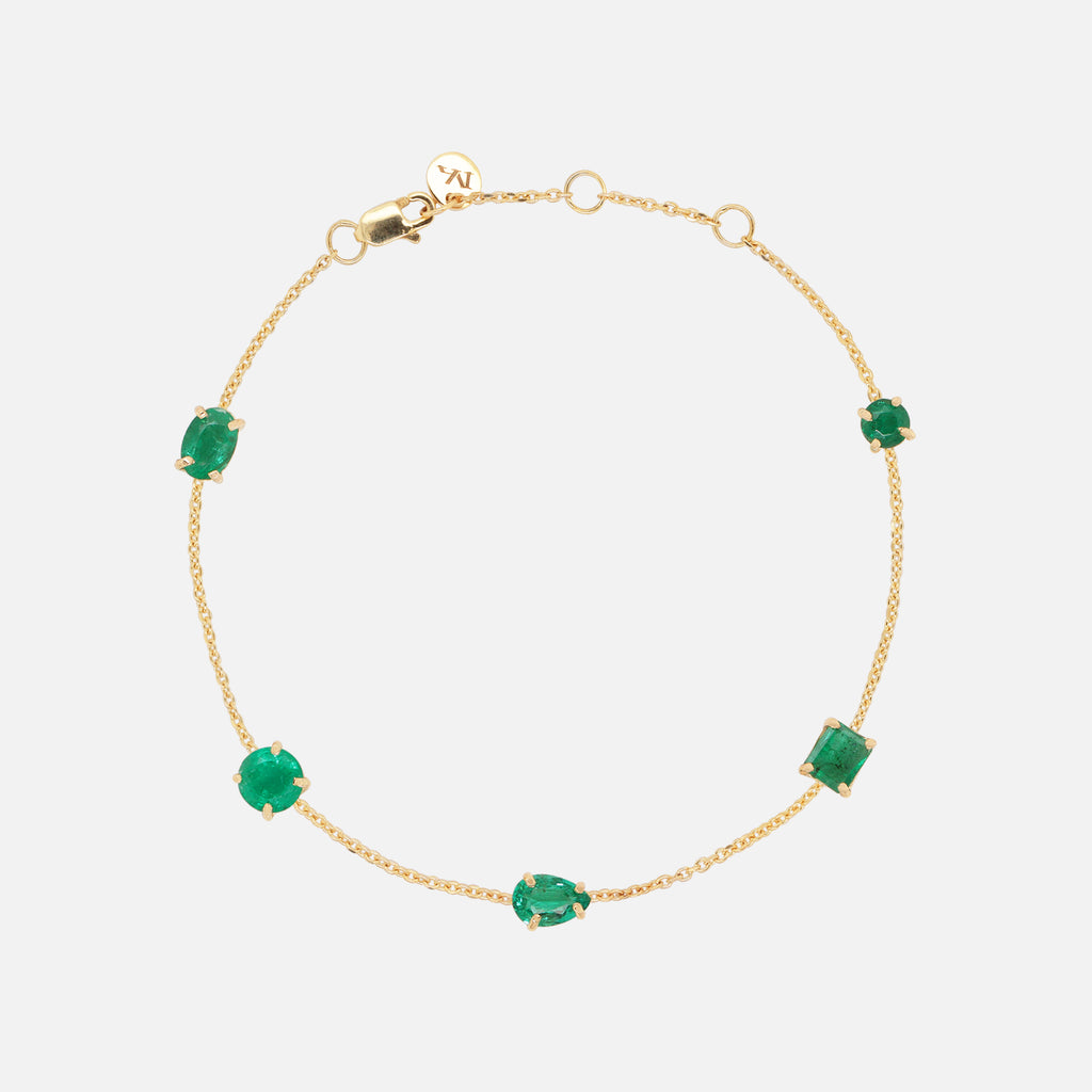 Brazalete Birthstone Oro Amarillo 14K con Esmeralda.