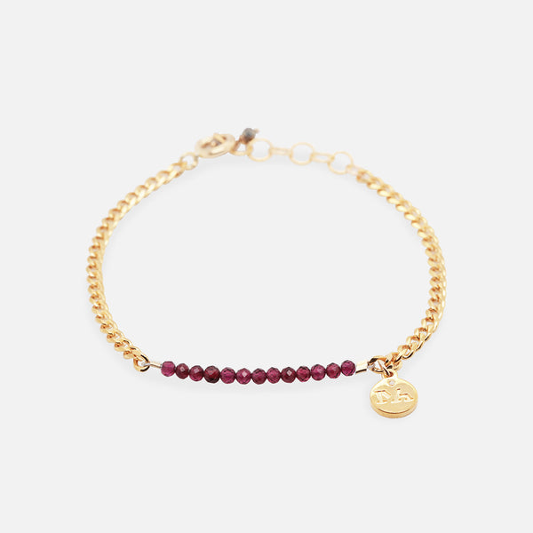 Pulsera Birthstone Plata .925 con Chapa de Oro 14K y Piedras Naturales.