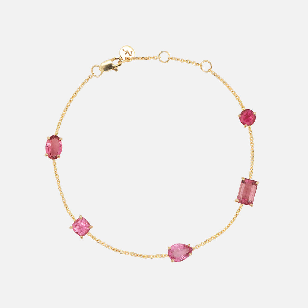 Brazalete Birthstone Oro Amarillo 14K con Turmalina.