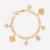 Charms Pulsera Figaro Plata .925 con Chapa de Oro 14K.