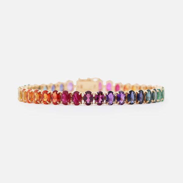 Brazalete Chroma Oro Amarillo 18K con Piedras Naturales.
