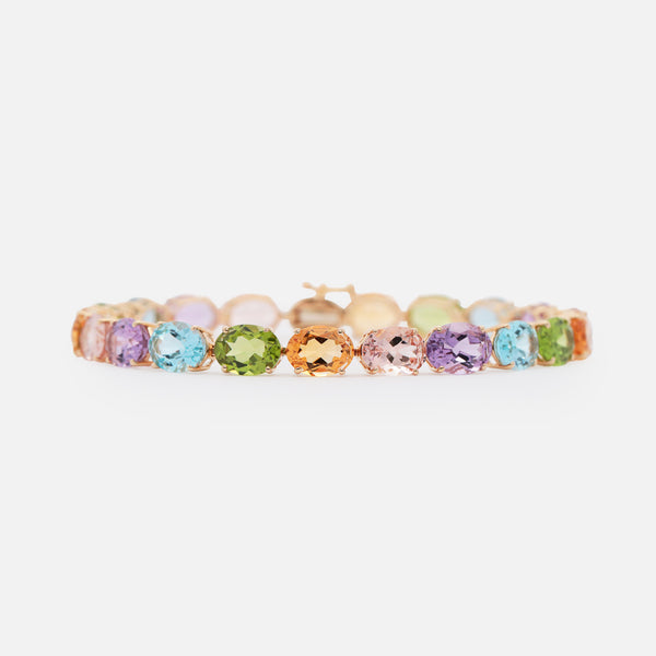 Brazalete Lilou Oro Amarillo 18K con Morganitas, Amatistas, Peridotos, Citrinos y Topacios.