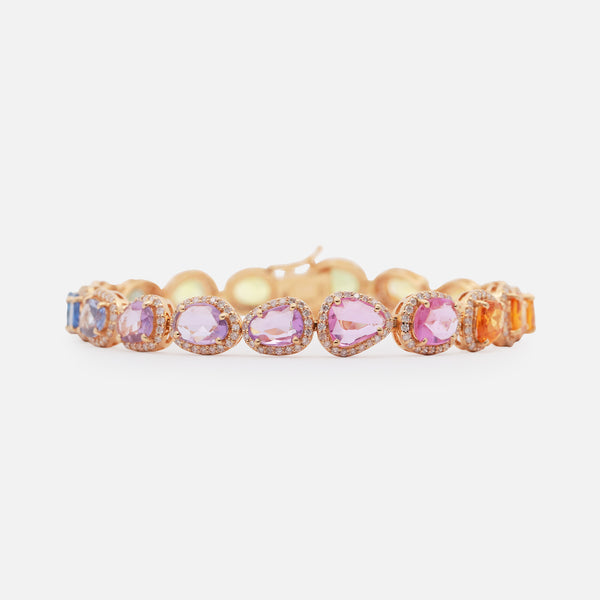 Brazalete Sugar Bloom Oro Amarillo 18K con Zafiros y Diamantes.
