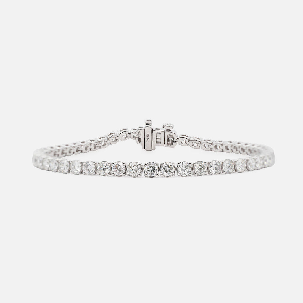 Brazalete Tennis Oro Blanco 14K con Diamantes.