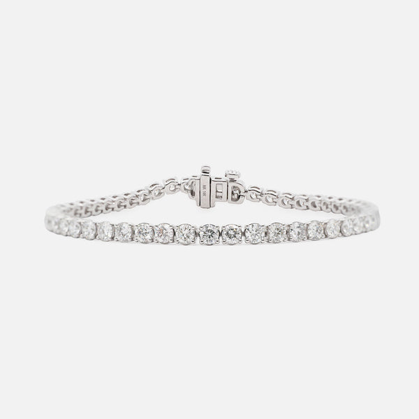 Brazalete Tennis Oro Blanco 14K con Diamantes.