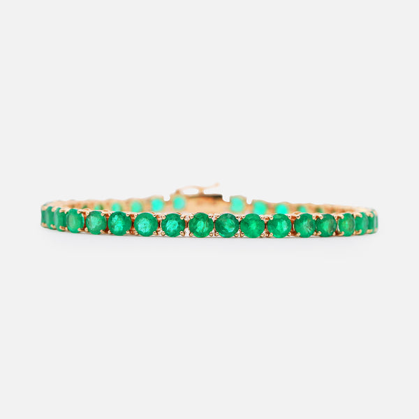 Brazalete Tennis Oro Amarillo 18K con Esmeraldas.
