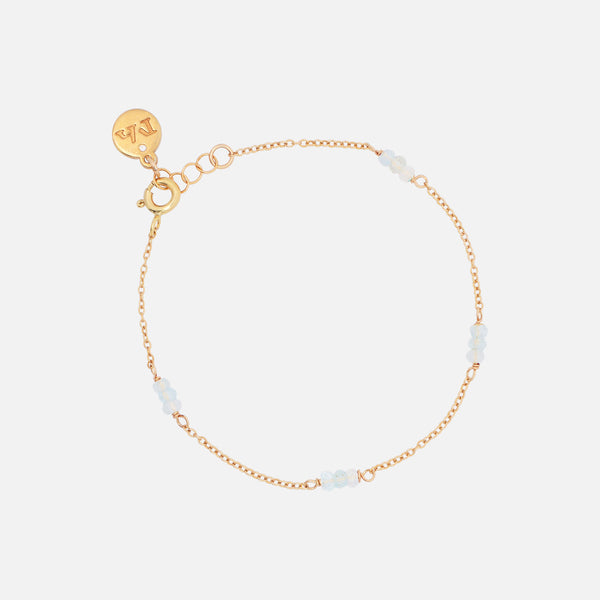 Pulsera Nativa Piedras Naturales Chapa de Oro 14K  Aquamarinas