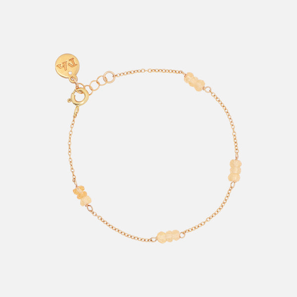 Pulsera Nativa Piedras Naturales Chapa de Oro 14K  Citrinos