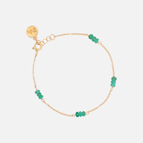 Pulsera Nativa Piedras Naturales Chapa de Oro 14K  Esmeraldas 
