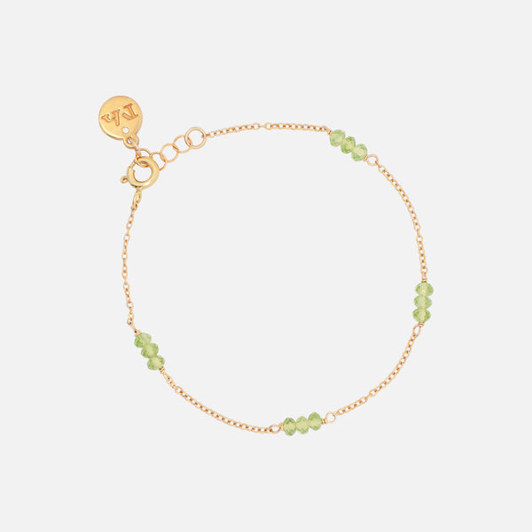 Pulsera Nativa Piedras Naturales Chapa de Oro 14K  Peridotos