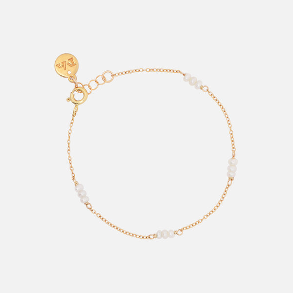 Pulsera Nativa Piedras Naturales Chapa de Oro 14K  Perlas