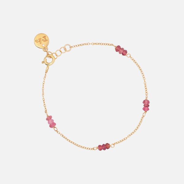Pulsera Nativa Piedras Naturales Chapa de Oro 14K  Turmalinas