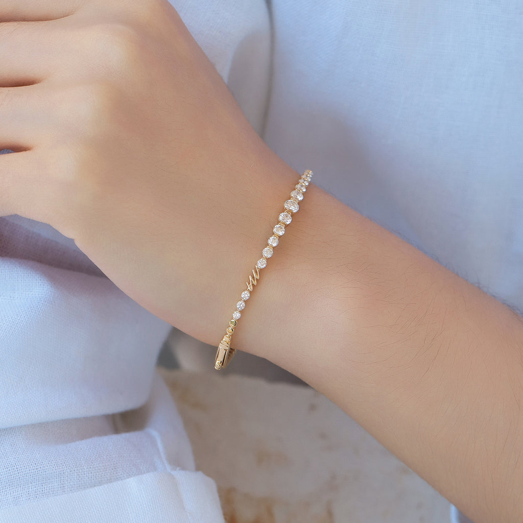 Brazalete Florencia Oro Amarillo 14K con Diamantes.