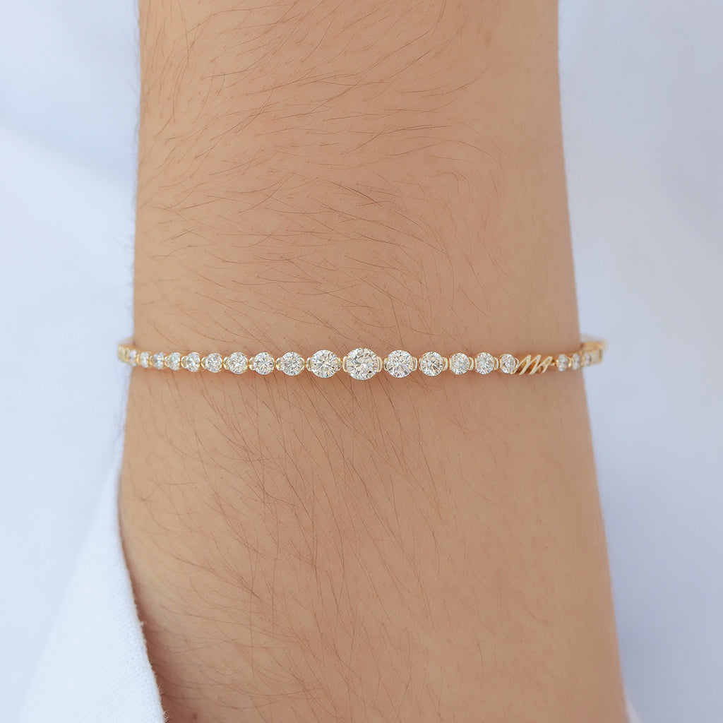 Brazalete Florencia Oro Amarillo 14K con Diamantes.