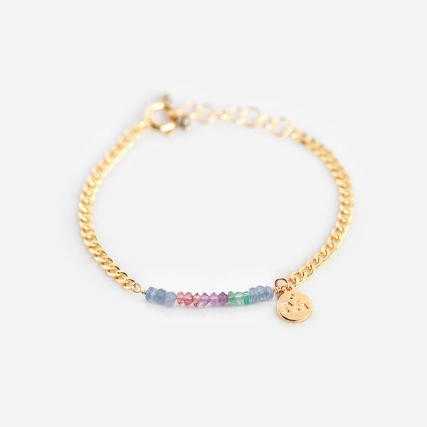 Pulsera Gemstone Plata .925 con Chapa de Oro 14K.