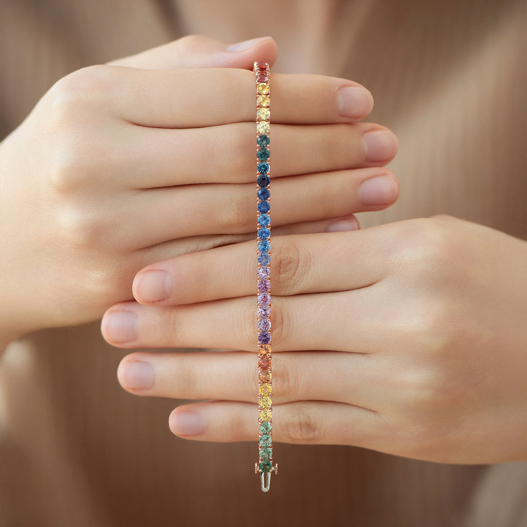 Brazalete Lumia Oro Rosa 18K con Zafiros.