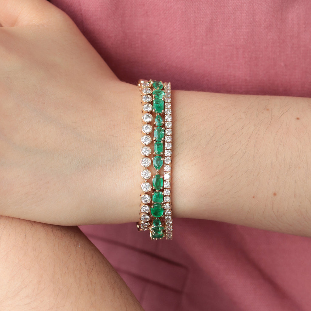 Brazalete Mint Oro Amarillo 14K con Esmeraldas.