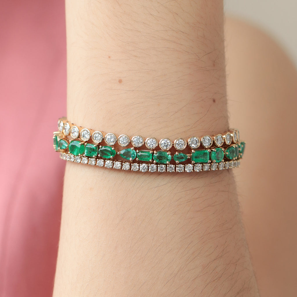 Brazalete Mint Oro Amarillo 14K con Esmeraldas.