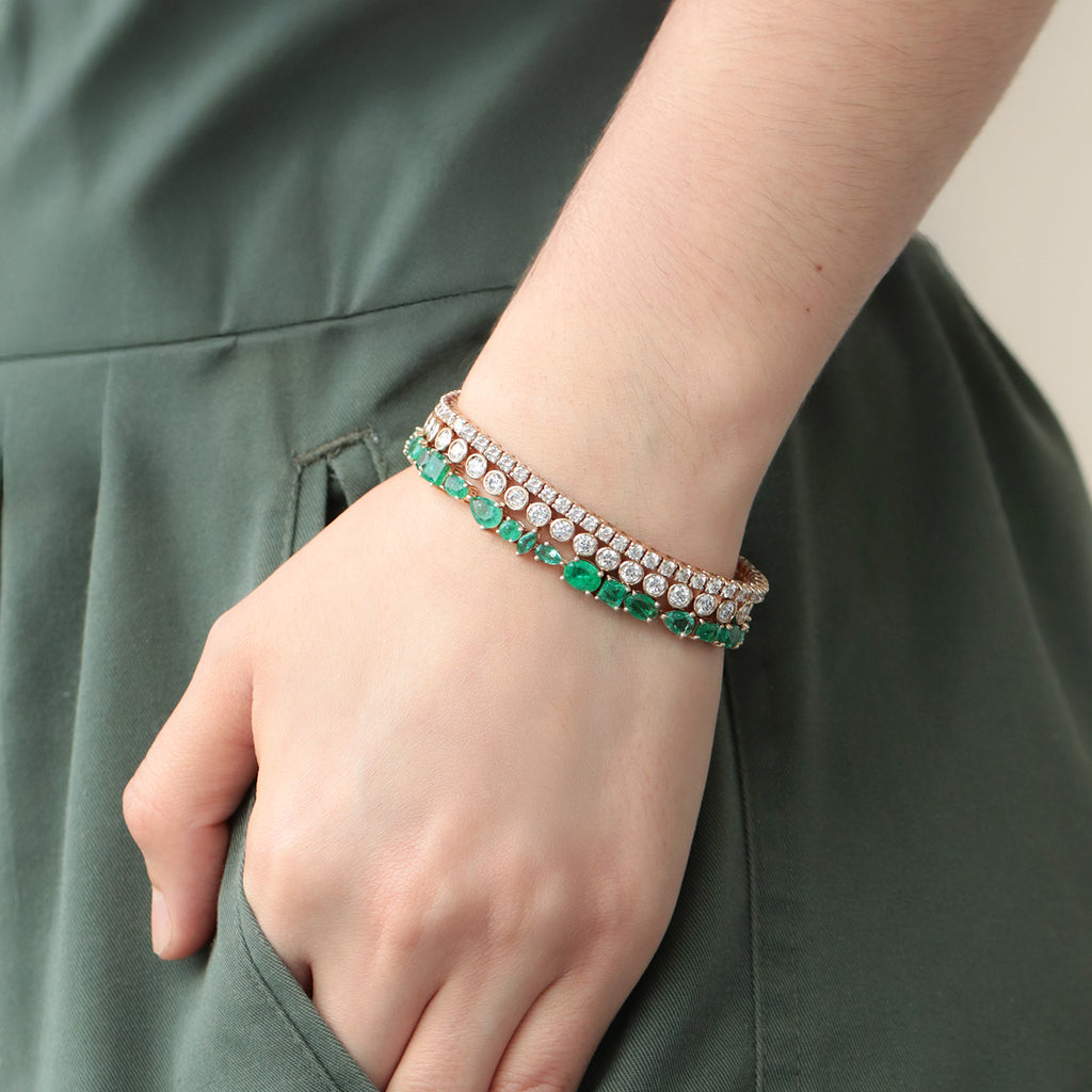 Brazalete Mint Oro Amarillo 14K con Esmeraldas.
