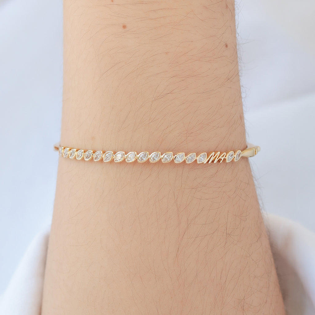 Brazalete Orion Marquise Oro Amarillo 14K con Diamantes.