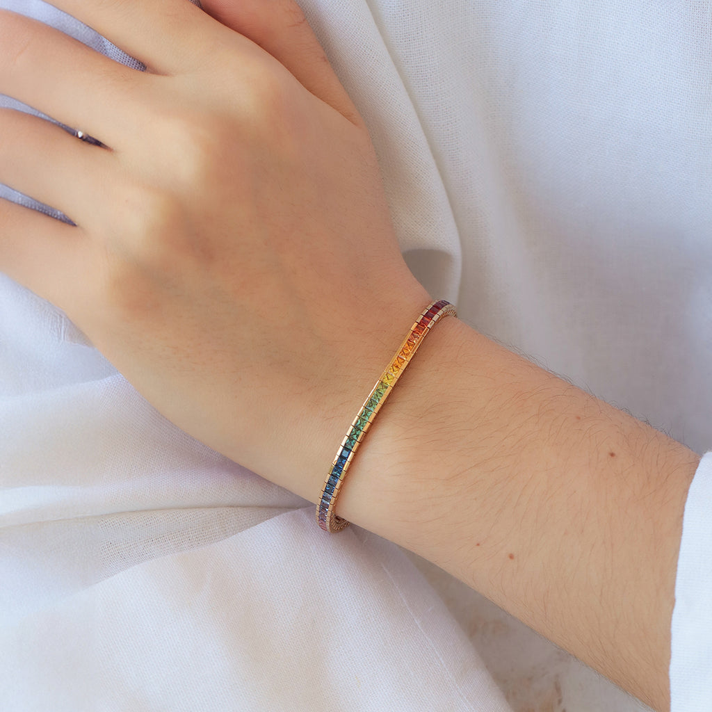 Brazalete Prismelia Oro Amarillo 18K con Zafiros.