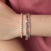 Brazalete Taffy Oro Amarillo 14K con Turmalinas, Zafiros y Amatistas.