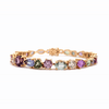 Brazalete Taffy Oro Amarillo 14K con Turmalinas, Zafiros y Amatistas.