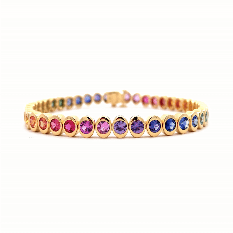 Brazalete Zinnia Oro Amarillo 18K con Zafiros.