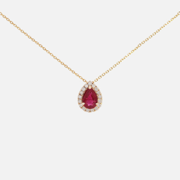Cadena Luxe Oro Amarillo 14K con Diamantes y Rubí.