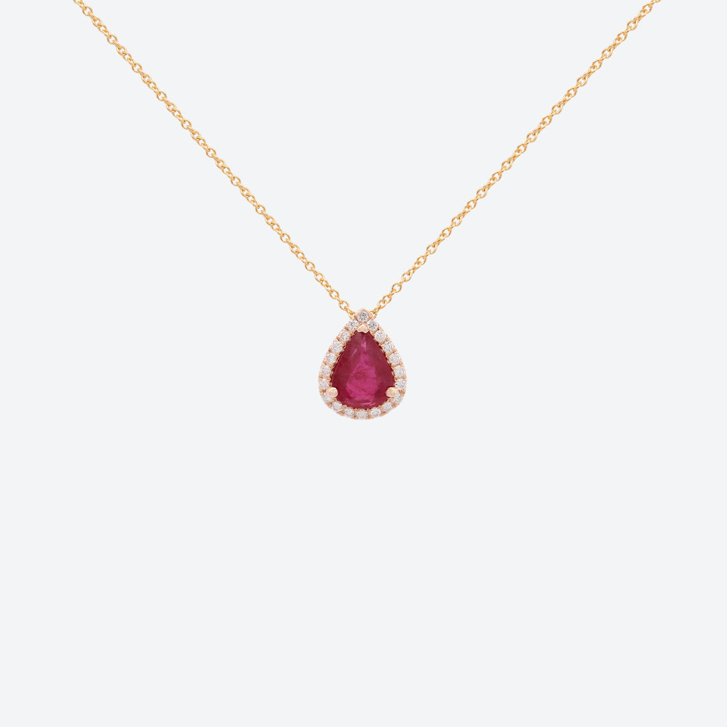 Cadena Luxe Oro Amarillo 14K con Rubí Gota.
