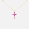 Cadena Pink Cross Oro Amarillo 18K con Zafiros y Diamantes.